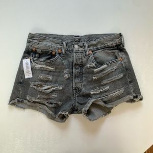 Levi black  distressed denim shorts size Medium